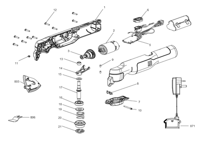 Exploded Diagram A Diagram and Parts List for REVCOM12C Type 1 Black and Decker Multi-Tool